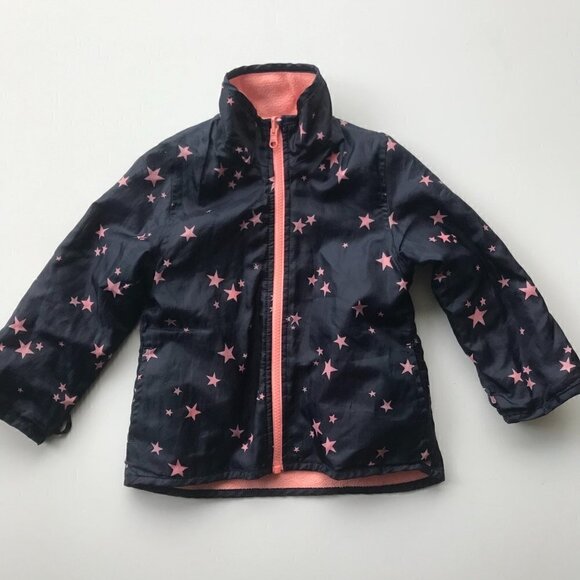 OSKKOSH Girl puffer & detachable inner reversible jacket, navy, pink Girls 4-5 - Picture 3 of 16